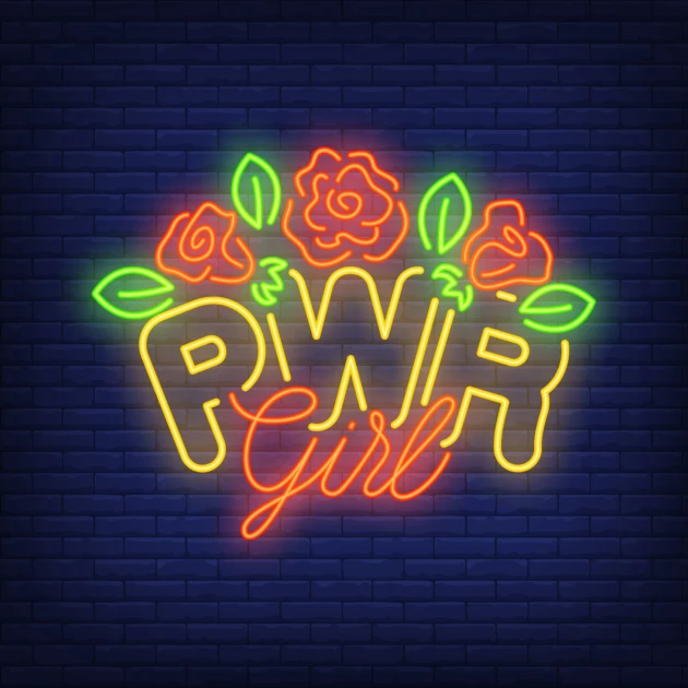 Neón LED "PWR Girl & Roses"